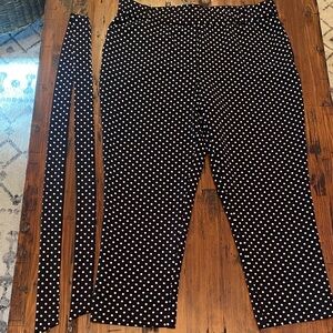 Black and White Polka Dot Pants with Belt